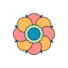 Retro flower decoration, Vector illustration.