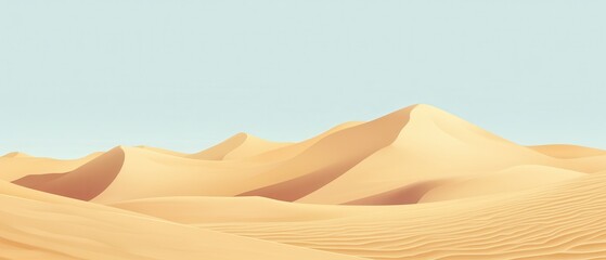 Stunning Desert Landscape with Rolling Sand Dunes and Clear Blue Sky - Perfect for Travel, Adventure, and Nature Backgrounds