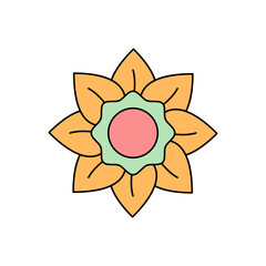 Retro flower decoration, Vector illustration.