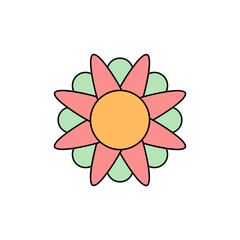 Retro flower decoration, Vector illustration.