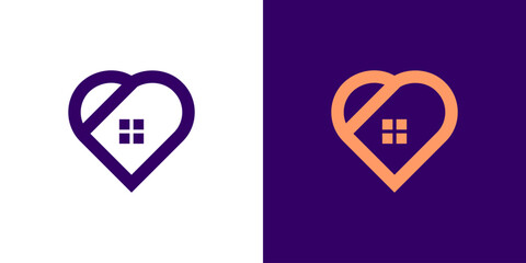Heart house icon logo vector home love building business isolated