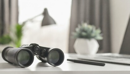 binoculars on the table, work from home