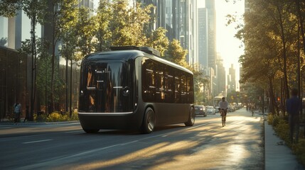 Obraz premium Futuristic Sustainable Urban Logistics Hub with Electric Vehicles and Last-Mile Optimization
