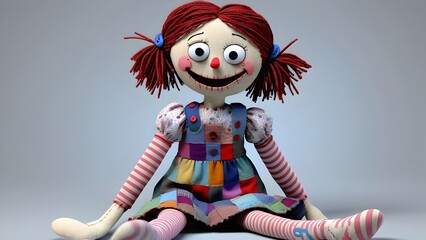 The Susie is a rag doll made of patchwork fabric, but her body is held together with visible stitches that look rough and haphazard, as though she’s been repaired many times. 