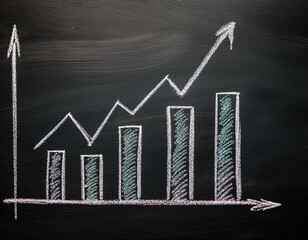 increase on a bar chart on a blackboard progress grow growth progress up fluctuating fluctuate fluctuation