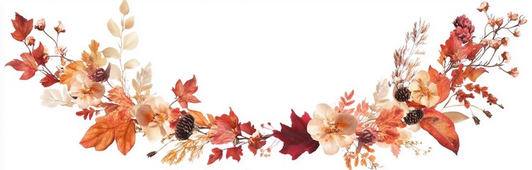 beautiful card with dried leaves for welcoming automn