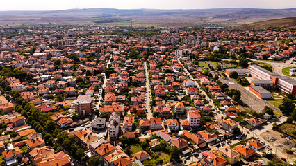 Aytos is a city in the Burgas Region of Bulgaria. The administrative center of the Aytos Municipality. Top Aerial view. Panoramic drone footage. Bulgaria aerial. 