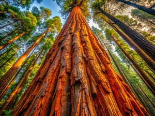 Majestic Bark of a Redwood Tree Showcasing Texture, Color, and Natural Beauty in the Forest