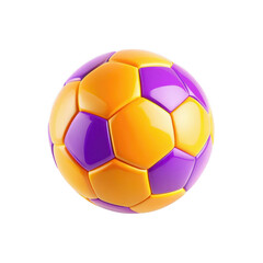 Fototapeta premium A vibrant soccer ball featuring a mix of orange and purple colors. It stands out against a black background, showcasing its unique design.