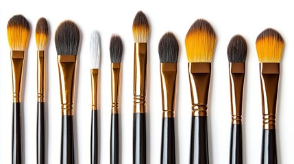 Fototapeta premium This set of paintbrushes is perfect for drawing and painting. It includes brushes with thick and thin bristles, in different shapes and sizes.