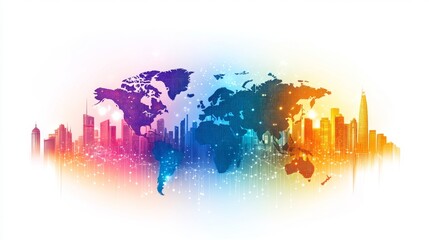 Fototapeta premium Global Network Cityscape.