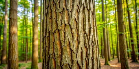 Obraz premium Majestic Dogwood Tree Trunk Showcasing Unique Bark Patterns and Natural Textures in Forest Setting