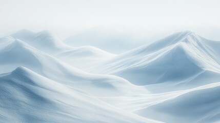 Obraz premium Soft snow draping over mountain ridges, creating a pristine and serene winter scene with copy space. No people, quiet and calm