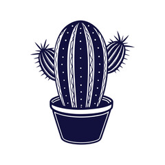 Cactus silhouette vector art illustration isolated on a white background