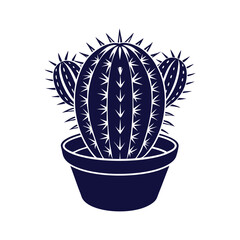 Cactus silhouette vector art illustration isolated on a white background