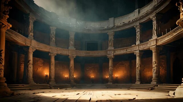 Ancient roman circular platform surrounded by columns