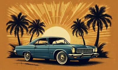 vintage car on the beach