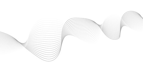 Fototapeta premium White wave curve lines banner background design. Abstract soft wave lines dynamic flowing gray light isolated background. Vector Illustration of the gray pattern of lines. Black stripes on white . 