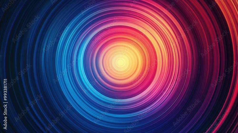 Fototapete abstract concentric circle pattern with radiating colors, space for text available in the center