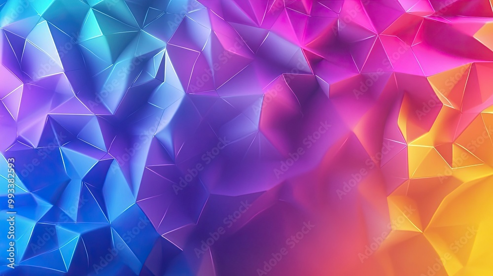 Fototapete abstract polygonal design with vibrant gradients, with room for text in the surrounding areas