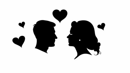 Silhouette of a man and woman in a loving gaze, ideal for themes of love, relationships, and finding a partner through dating apps or websites