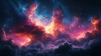 Fototapeta premium vibrant galaxy cloud nebula with swirling colors and starlit skies deep blues purples and pinks creating a mesmerizing cosmic view showcasing the grandeur of the universe