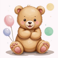 A watercolor depiction of an adorable baby bear