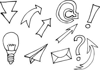 Obraz premium Compilation of symbols as line drawings