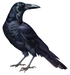 Fototapeta premium PNG Detailed raven illustration, black feathers