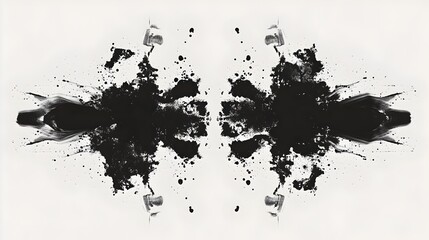 Obraz premium Captivating Mirrored Inkblot Designs - Abstract Organic Splatter Patterns in Moody Monochrome