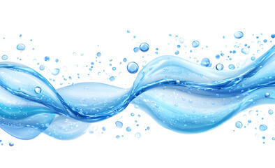 Dynamic Splash of Blue Water with Bubbles on White Background design