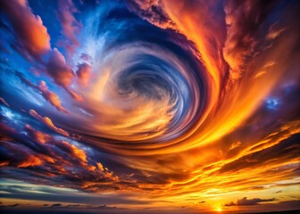 Majestic Swirl in the Sky: A Beautiful Display of Clouds and Colors at Dusk and Dawn