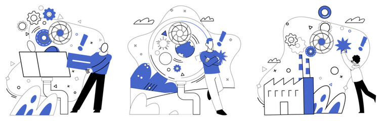 Change management vector illustration. Strategic planning is cornerstone upon which pillars change management are erected Progress is fertile soil where seeds change management blossom into success