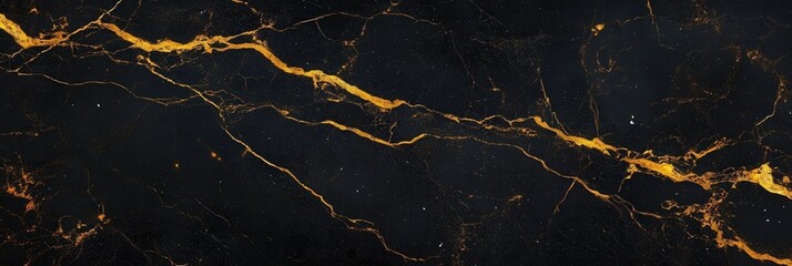 Elegant Black Marble with Golden Veins Background