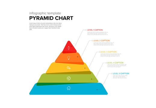 Infographic Maslow Pyramid chart diagram template made from thick color fresh line