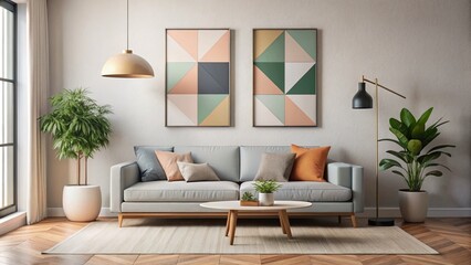 Fototapeta premium Minimalist Abstract Wall Art Featuring Soft Colors and Geometric Shapes for Modern Home Decor