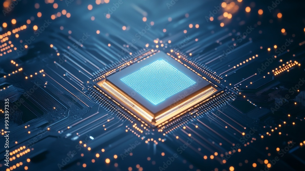 Poster concept of central computer processors cpu. 3d rendering. conceptual image. 3d background.