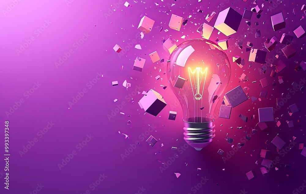 Poster a large cube is connected by blockchain technology.