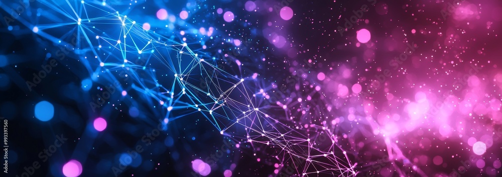 Poster digital communication points with a technological background. network connection structure. three di