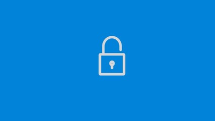 Cyber security line animation. Opening padlock with digital lines animated icon