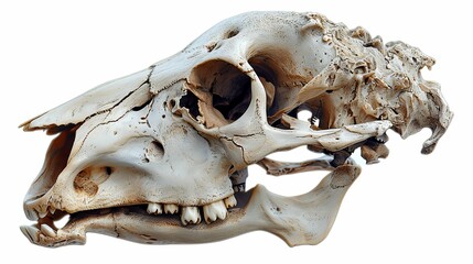 Naklejka premium Close-up of a Camel Skull with Visible Teeth and Jaw