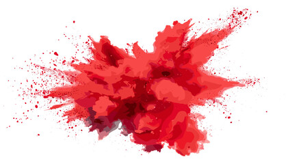 red color explosion abstract splatter of colored dust powde, vibrant powder burst, colorful dust splash effect, isolated on white or transparent PNG vector illustration