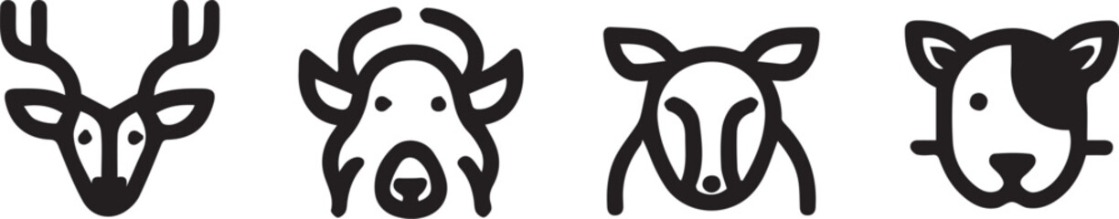 Set animal icons line style vector