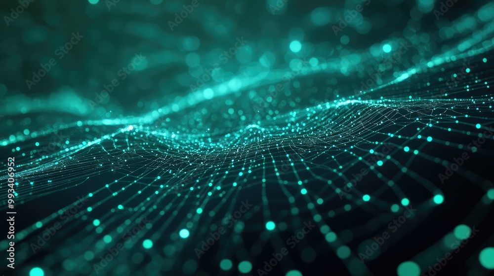Aufkleber futuristic internet network connection in a digital space. abstract 3d illustration of ai-driven dat