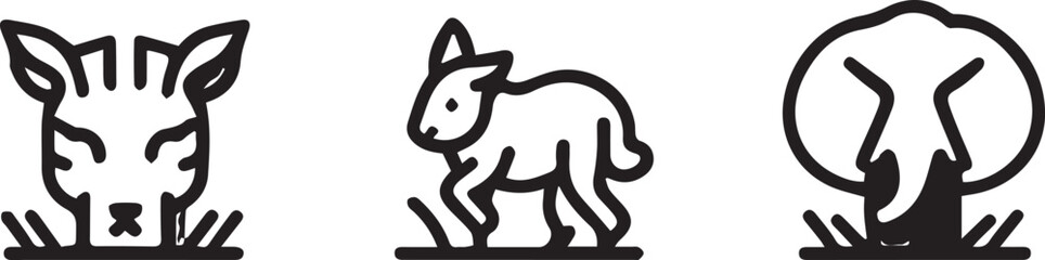 Set animal icons line style vector