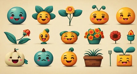 set of easter eggs with flowers