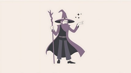 Set of Six Wizard Silhouettes for Fantasy and Halloween Designs