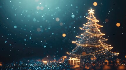 Magical christmas night - holiday lights and festive atmosphere for seasonal greeting cards and decor