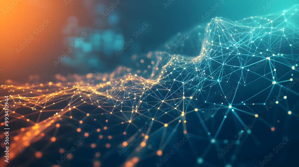 Poster abstract digital network with interconnected nodes
