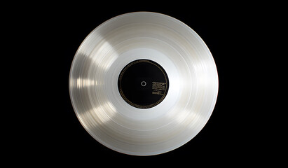 White Vinyl Record on Black Background design